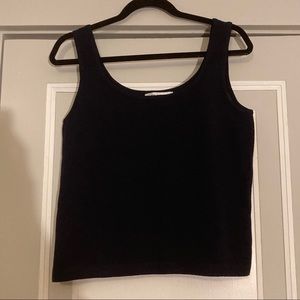 St. John Scoop-Neck Santana Knit Navy Blue TankTop